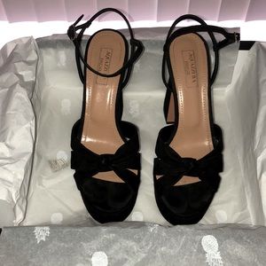 Aquazzura Baba Suede Platform Sandal - Black